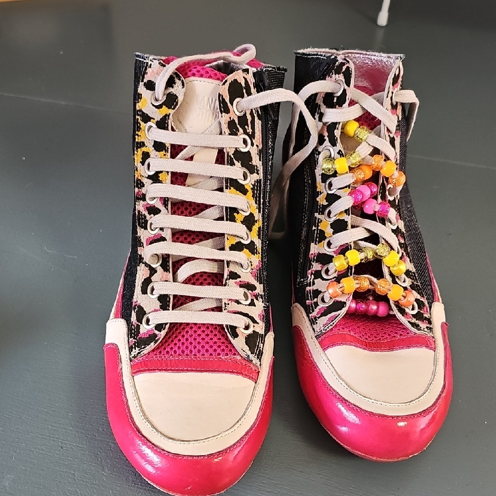 Candice Cooper Stylish Pink‎ and Blue Nid High  Sneakers. In Size 10, So Fun.